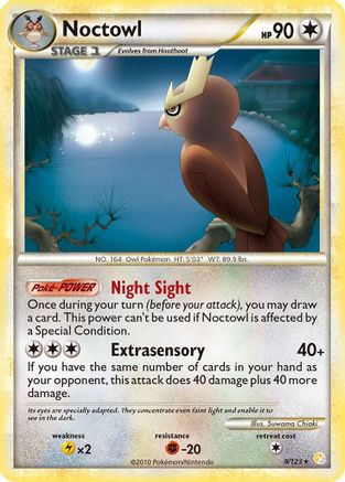 Noctowl 008 - Holofoil HeartGold SoulSilver - Holo Rare