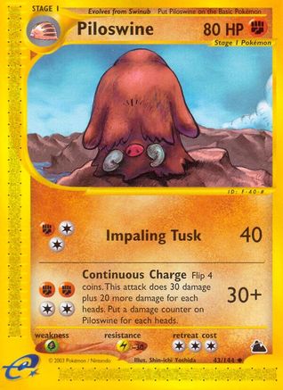 Piloswine (43) - Reverse Holofoil Skyridge - Uncommon