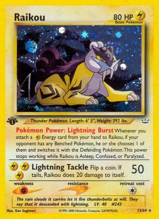 Raikou (13)/64 - 1st Edition Holofoil Neo Revelation - Holo Rare