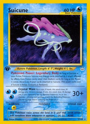 Suicune (27) (27) 027/64 - 1st Edition Neo Revelation - Rare