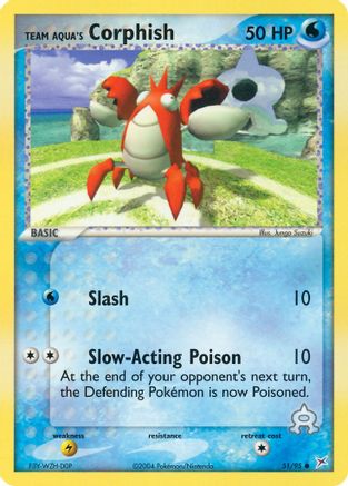Team Aqua's Corphish - 51/95/95 - Reverse Holofoil Team Magma vs Team Aqua - Common