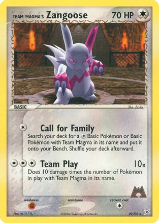 Team Magma's Zangoose - Reverse Holofoil Team Magma vs Team Aqua - Rare
