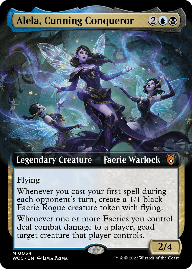 Alela, Cunning Conqueror (Extended Art) (WOC-034) - Wilds of Eldraine Commander: (Extended Art)