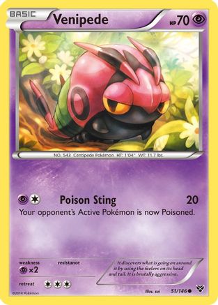 Venipede - Reverse Holofoil XY Base Set - Common