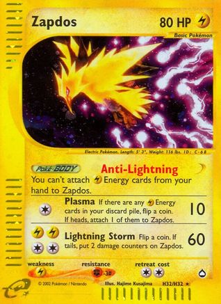 Zapdos (H32) - Holofoil Aquapolis - Holo Rare