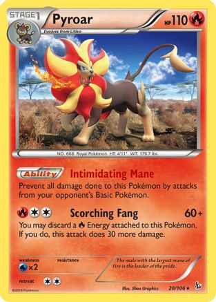 Pyroar 020 - Reverse Holofoil XY Flashfire - Holo Rare