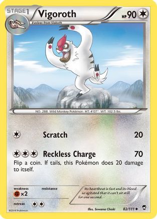 Vigoroth 082 - Reverse Holofoil XY Furious Fists - Uncommon