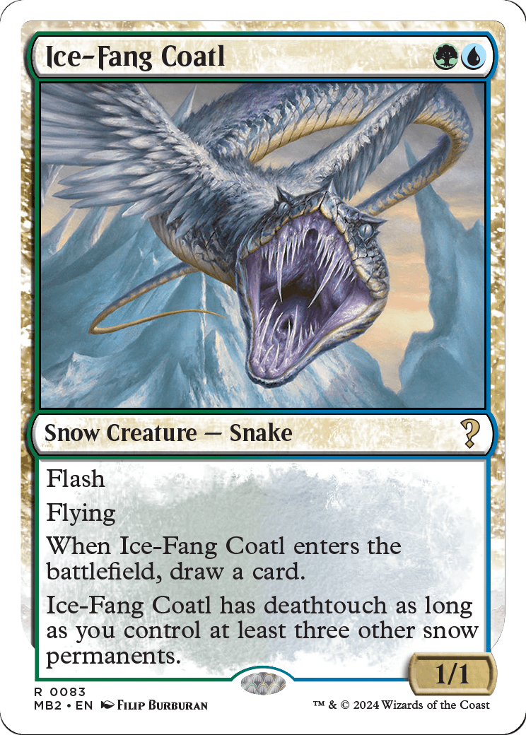 Ice-Fang Coatl (White Border) (MB2-083) - Mystery Booster 2: (snow)