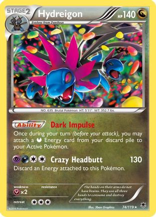 Hydreigon 074 - Reverse Holofoil XY Phantom Forces - Holo Rare