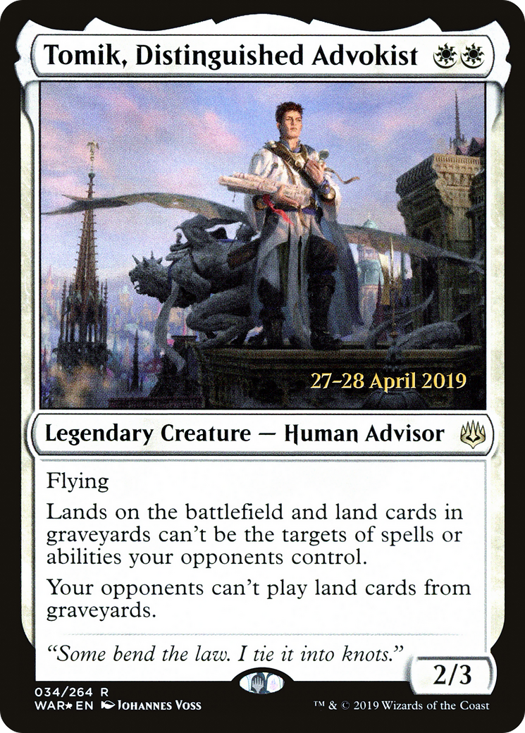 Tomik, Distinguished Advokist (PRE-34S) - War of the Spark Promos Foil