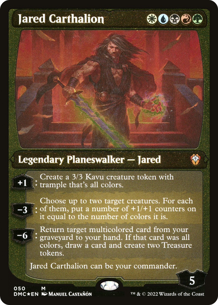 Jared Carthalion (Display Commander) - Thick Stock (DMC-050) - Dominaria United Commander Foil