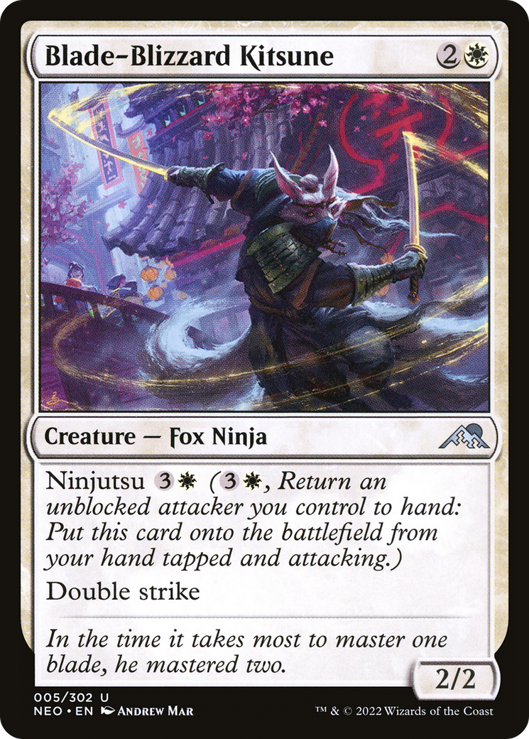 Blade-Blizzard Kitsune (NEO-005) - Kamigawa: Neon Dynasty Foil