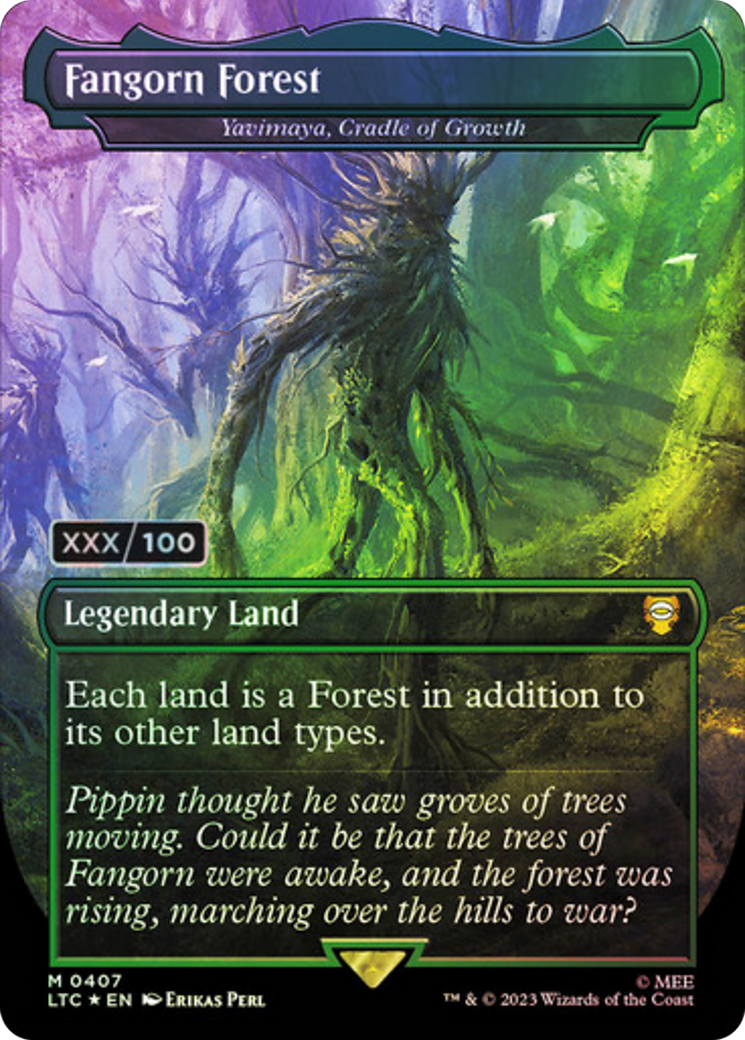 Fangorn Forest - Yavimaya, Cradle of Growth (Serial Numbered) (LTC-407) - Tales of Middle-earth Commander / Fangorn Forest (Borderless) Foil