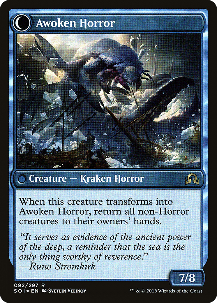Thing in the Ice (PRE-92S) - Shadows over Innistrad Promos: (Double Faced Transform) Foil