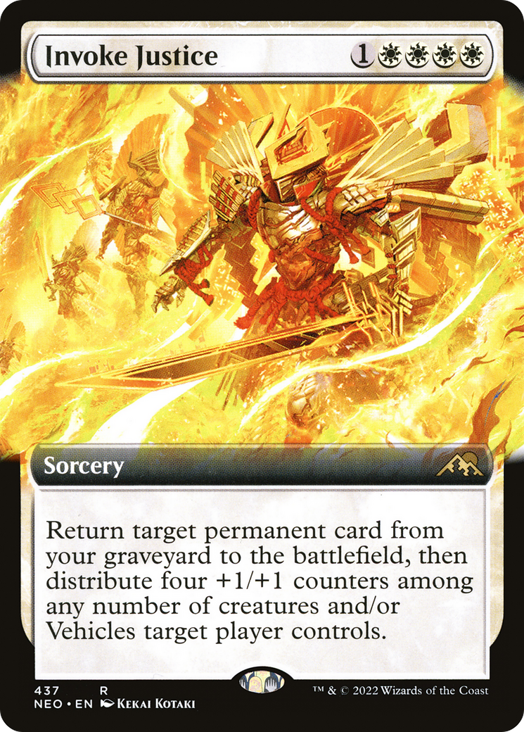 Invoke Justice (Extended Art) (NEO-437) - Kamigawa: Neon Dynasty: (Extended Art)