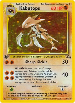 Kabutops (9) (9) 009  - 1st Edition Holofoil Fossil - Holo Rare