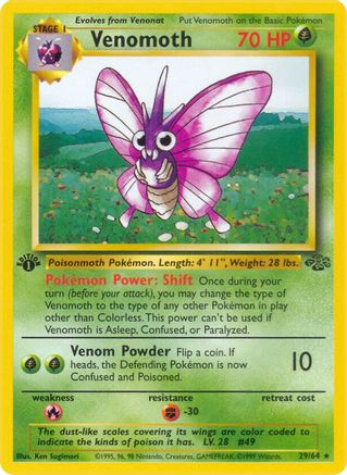 Venomoth (29) (29) 029  - 1st Edition Jungle - Rare