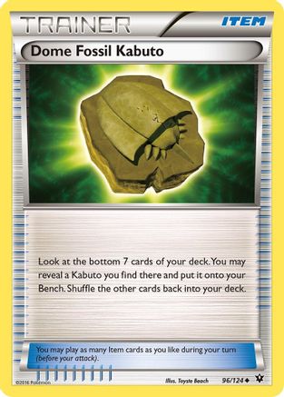 Dome Fossil Kabuto 096  - Reverse Holofoil XY  Fates Collide - Uncommon