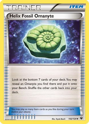 Helix Fossil Omanyte/124  - Reverse Holofoil XY  Fates Collide - Uncommon