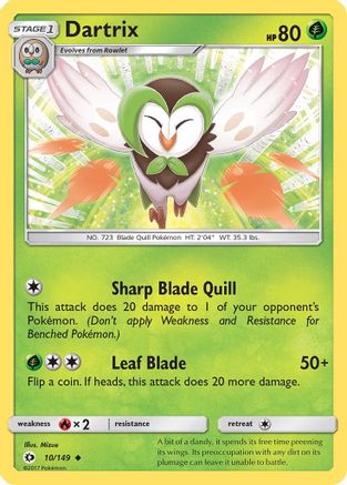 Dartrix 010  - Reverse Holofoil SM Base Set - Uncommon