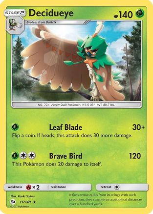 Decidueye 011  - Reverse Holofoil SM Base Set - Rare