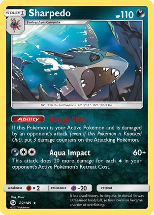 Sharpedo 082  - Reverse Holofoil SM Base Set - Holo Rare