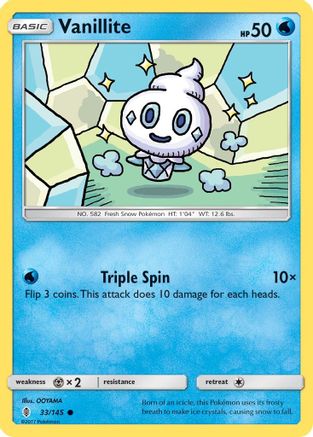 Vanillite 033  - Reverse Holofoil SM  Guardians Rising - Common