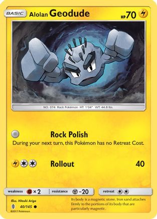 Alolan Geodude 040  - Reverse Holofoil SM  Guardians Rising - Common