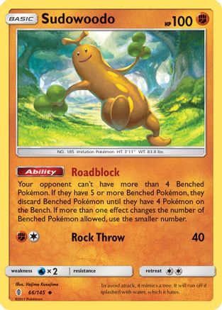 Sudowoodo 066  - Reverse Holofoil SM  Guardians Rising - Uncommon