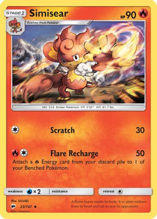 Simisear 023  - Reverse Holofoil SM  Burning Shadows - Uncommon