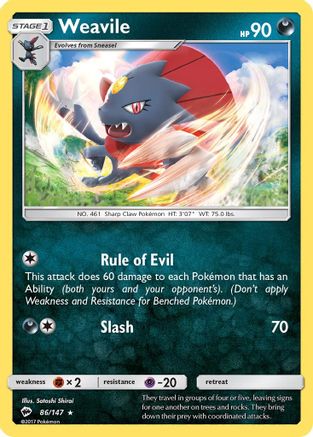 Weavile/147  SM  Burning Shadows - Rare