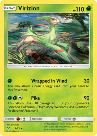 Virizion 008  - Holofoil Shining Legends - Holo Rare
