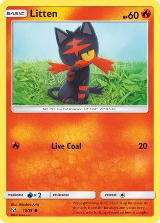 Litten 015  - Reverse Holofoil Shining Legends - Common