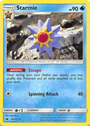 Starmie 016  - Reverse Holofoil SM  Crimson Invasion - Rare