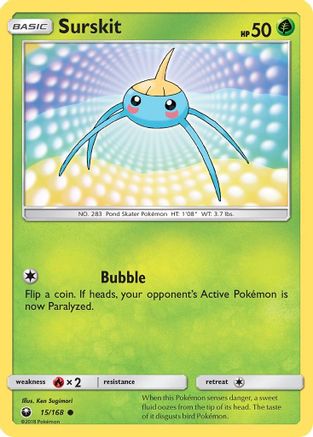 Surskit 015  - Reverse Holofoil SM  Celestial Storm - Common