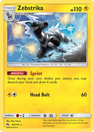 Zebstrika 082  - Reverse Holofoil SM  Lost Thunder - Rare