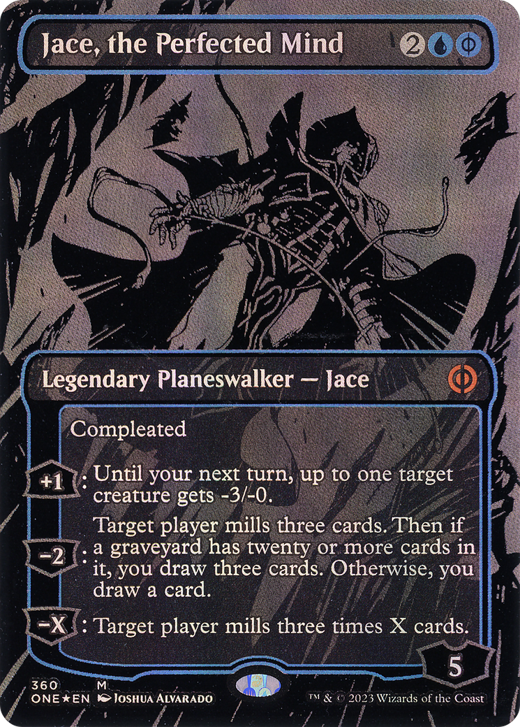 Jace, the Perfected Mind (Oil Slick Raised Foil) (ONE-360) - Phyrexia: All Will Be One (Borderless) Foil