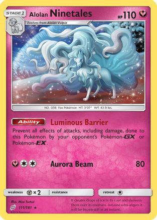 Alolan Ninetales 111  - Holofoil SM  Team Up - Holo Rare