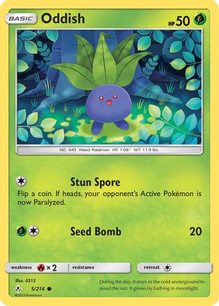 Oddish (5) (5) 005  - Reverse Holofoil SM  Unbroken Bonds - Common