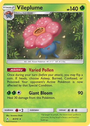 Vileplume 008  - Reverse Holofoil SM  Unbroken Bonds - Holo Rare