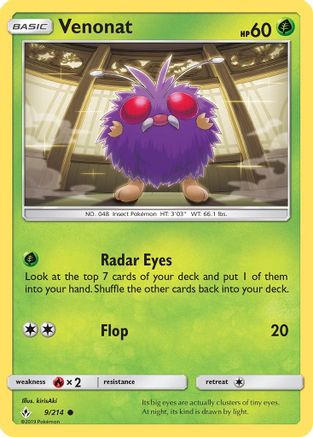 Venonat (9) (9) 009  - Reverse Holofoil SM  Unbroken Bonds - Common