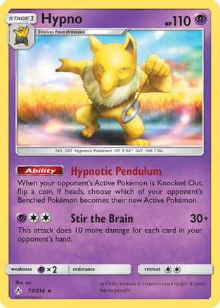 Hypno  - Reverse Holofoil SM  Unbroken Bonds - Rare