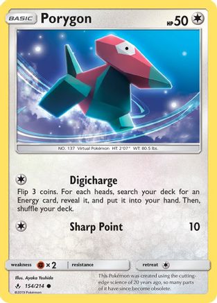 Porygon (154) (154) 154  - Reverse Holofoil SM  Unbroken Bonds - Common