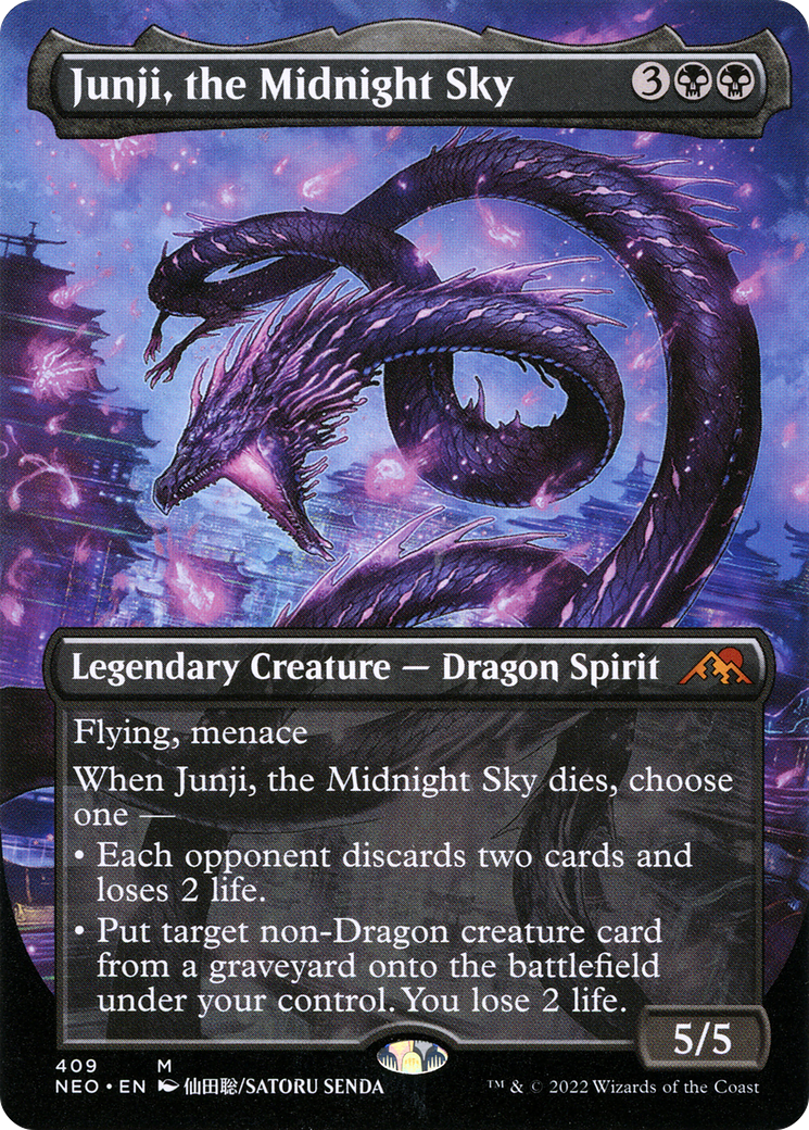 Junji, the Midnight Sky (Borderless) (NEO-409) - Kamigawa: Neon Dynasty Foil