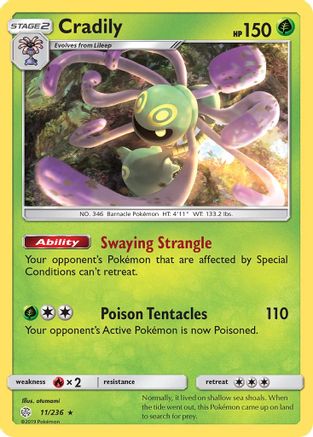 Cradily  - Reverse Holofoil SM  Cosmic Eclipse - Rare