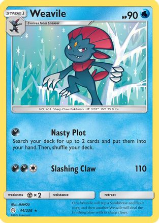 Weavile  - Reverse Holofoil SM  Cosmic Eclipse - Rare