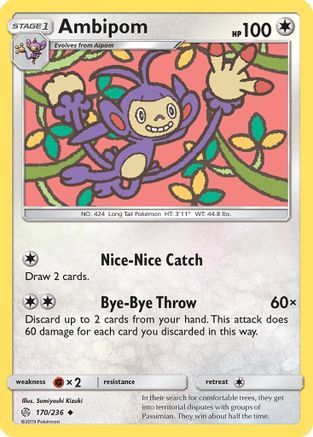 Ambipom  - Reverse Holofoil SM  Cosmic Eclipse - Uncommon