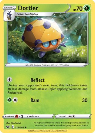 Dottler 018  - Reverse Holofoil SWSH01 Sword & Shield Base Set - Uncommon