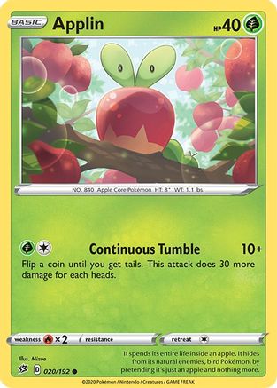 Applin (20) (20) 020  - Reverse Holofoil SWSH02 Rebel Clash - Common