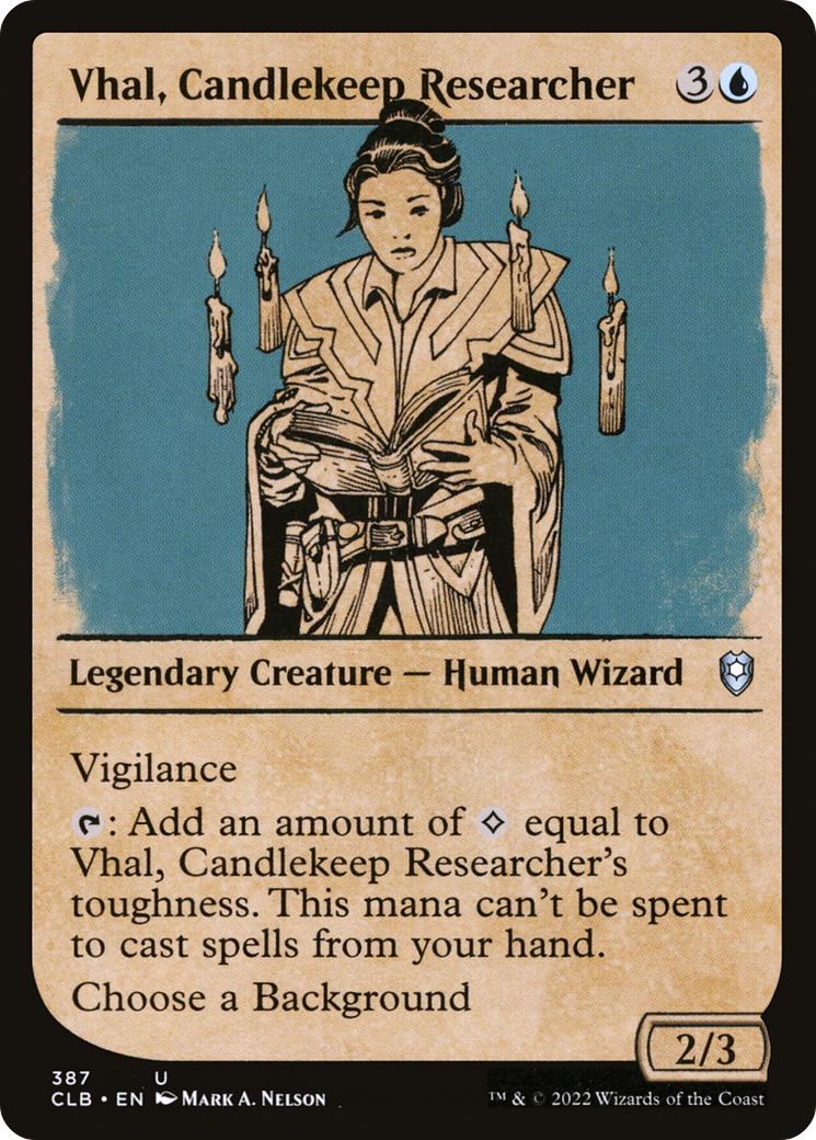 Vhal, Candlekeep Researcher (Showcase) (CLB-387) - Commander Legends: Battle for Baldur's Gate: (Showcase)